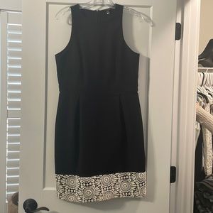 Ann Taylor Sz 10 Black White Dress Linen Sleeveless